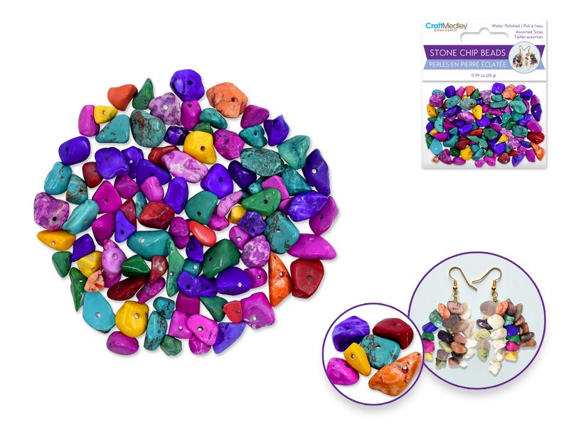 CraftMedley 5-8mm Polished Stone Chip Beads Pop Rocks 28g