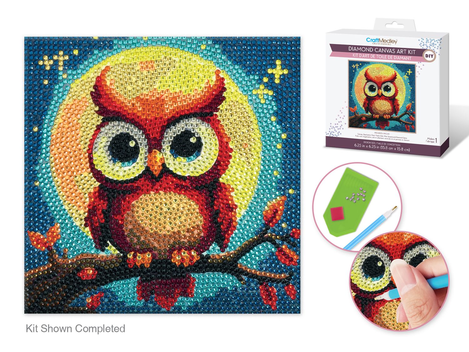 CraftMedley Crystal Art Diamond Painting Owl Kit
