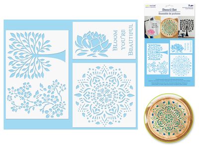 Color Factory Assorted Multi-Media 3-pack Bloom Stencil Set