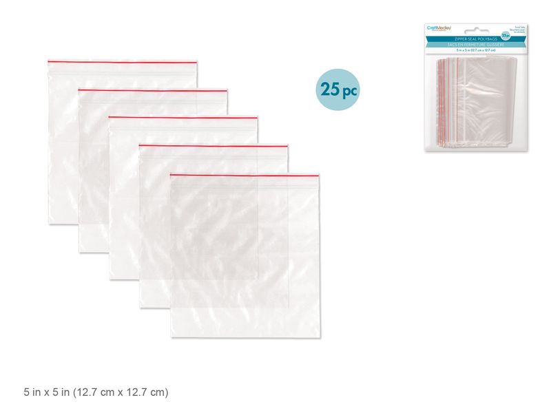 Craft Medley 5x5in Zipper Seal Polybags 25pc