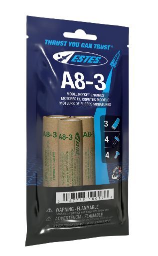 Estes Rockets Bagged A8-3 Model Rocket Engines 3pc