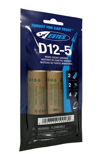 Estes Rockets Bagged D12-5 Model Rocket Engines 2pc