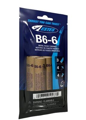Estes Rockets Bagged B6-6 Model Rocket Engines 3pc
