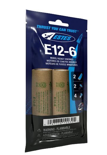 Estes Rockets Bagged E12-6 Model Rocket Engines 2pc