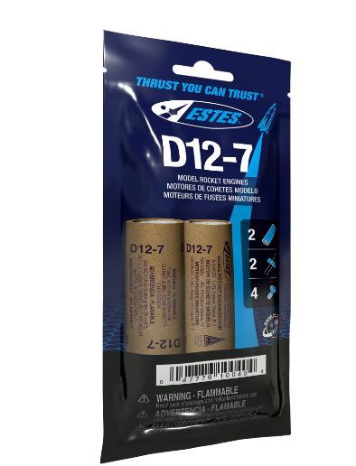 Estes Rockets Bagged D12-7 Model Rocket Engines 2pc