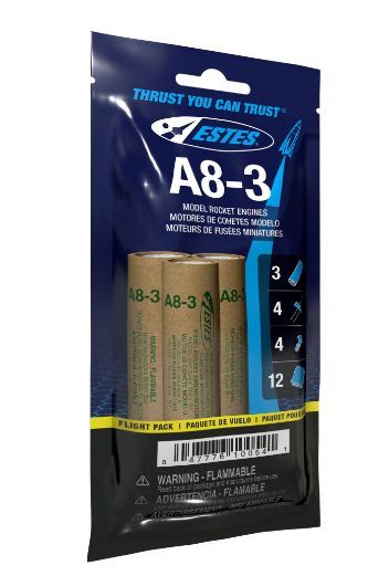 Estes Rockets Bagged A8-3 Model Rocket Engines 3pc