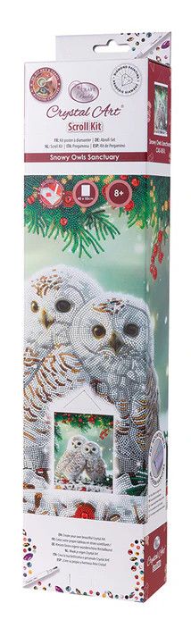 Craft Buddy Crystal Art Snowy Owls Sanctuary Scroll Kit