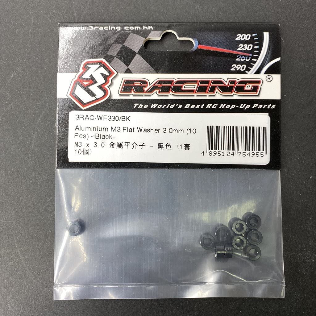 3 Racing 3.0mm Aluminum M3 Flat Washer Black