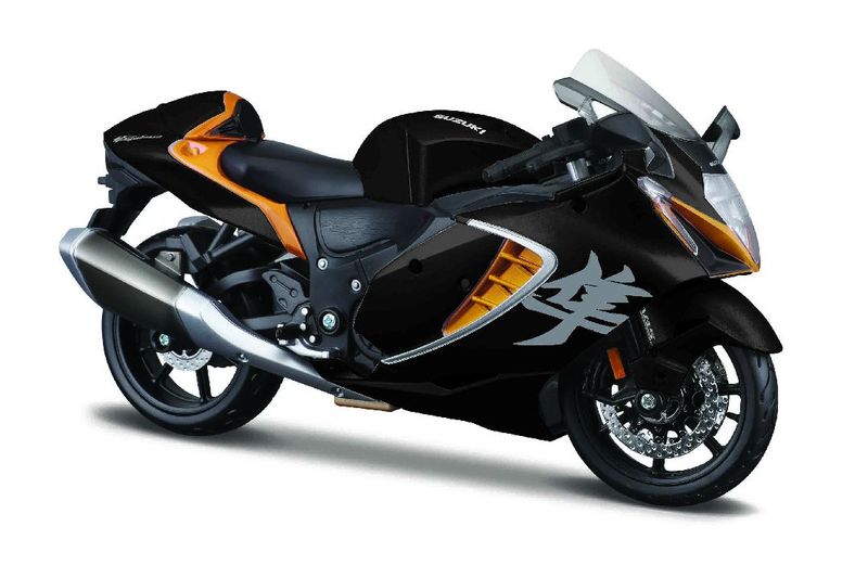 Maisto 1/12 MC SE 2022 Suzuki Hayabusa with Stand Black/Orange