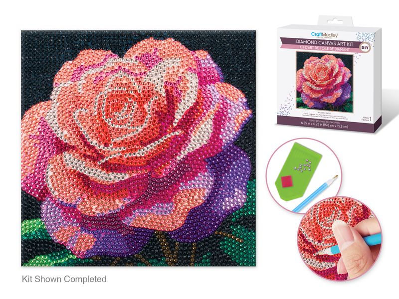 CraftMedley DIY Diamond Painting Kit Open Rose