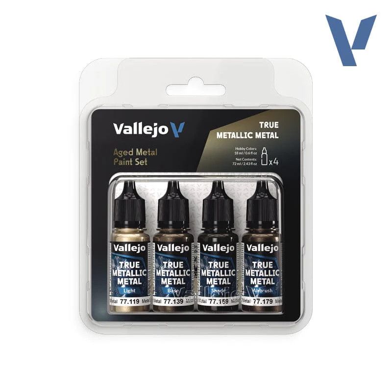 Vallejo True Metallic Aged Metal Paint Set 4pc