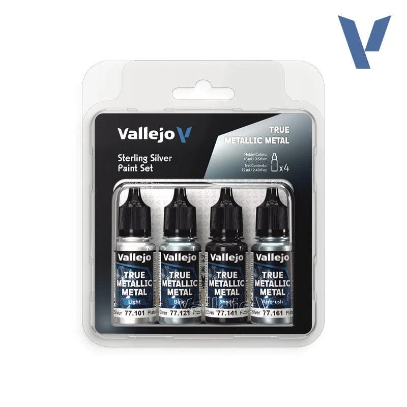 Vallejo True Metallic Sterling Silver 4 Piece Set