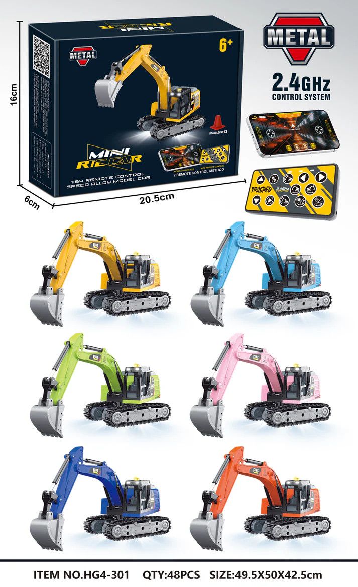 RC Pro 1/64 RC Micro Excavator with APP Control Assorted Colours
