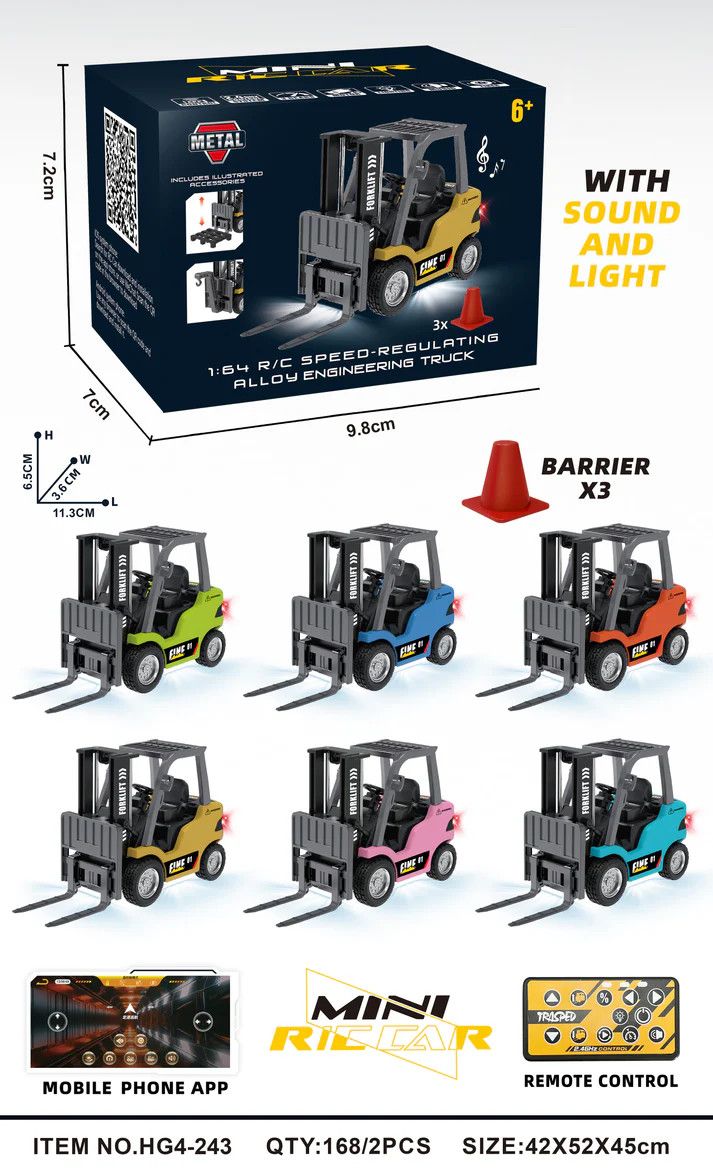RC Pro 1/64 RC Micro Forklift with APP Control Assorted Colours