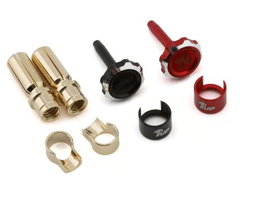 1UP Racing Lockdown Adjustable Bullet Plug Grips with 5mm Bullets Red/Black