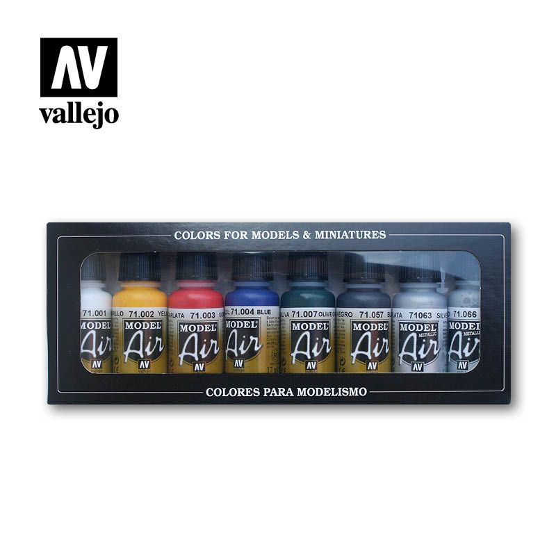 Vallejo Model Air Basic Colors Paint Set 8pc
