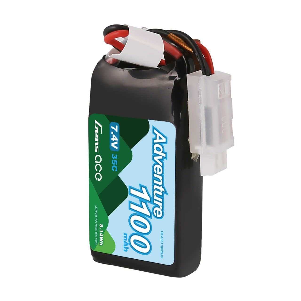 GENS ACE Adventure 1100mAh 2S1P 7.4V 35C Lipo Battery Pack with JST-PHR Plug