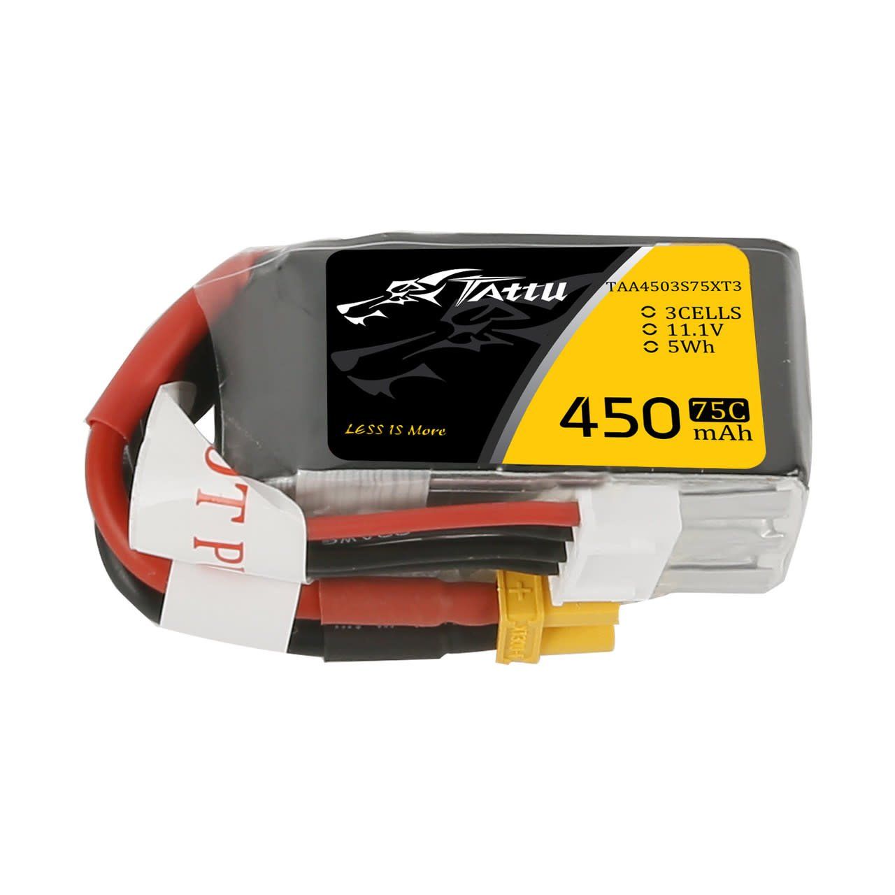 Tattu 3S 450mAh 75C 11.1V Lipo Battery Pack with XT30 Plug Long
