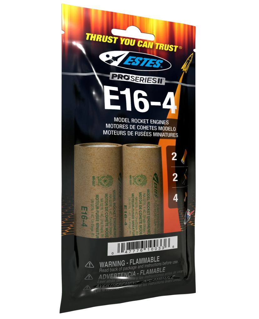 Estes Rockets Bagged E16-4 Model Rocket Engines 2pc