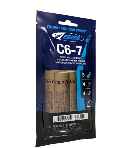 Estes Rockets Bagged C6-7 Model Rocket Engines 3pc