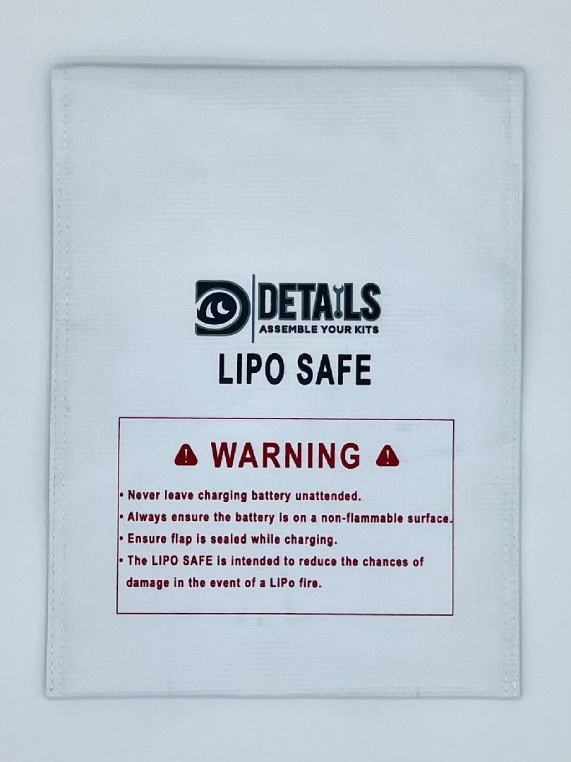 Hobby Details 23x30cm LiPo Battery Safe Bag White