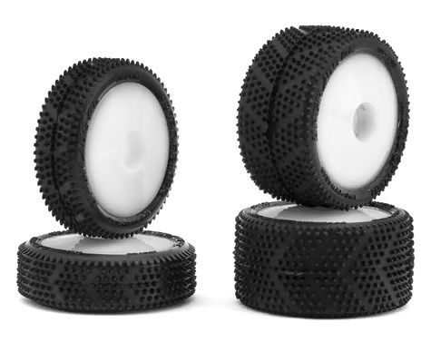 UpGrade RC Losi Micro-B Spiker Pre-Mounted Front and Rear Carpet Tires White 4pc