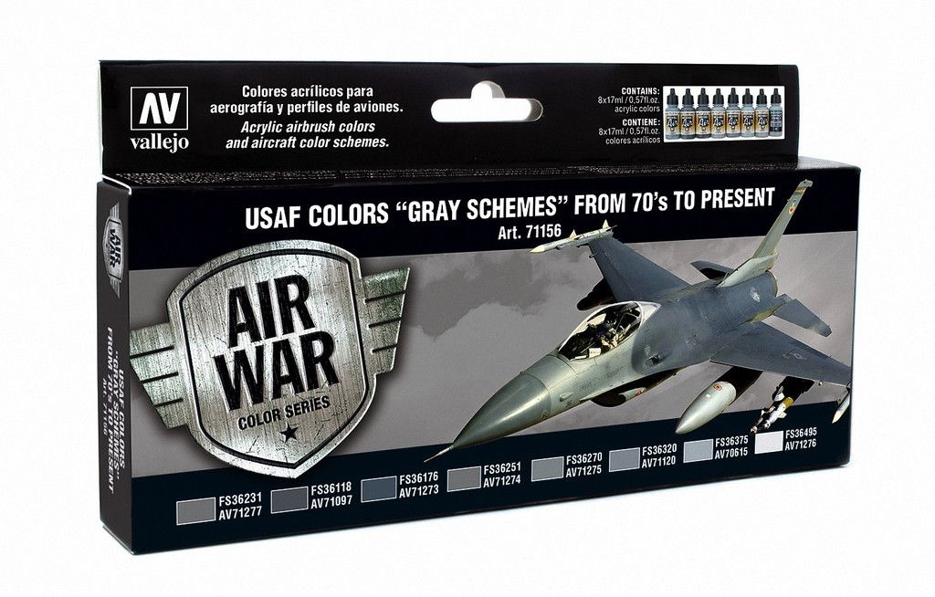Vallejo USAF Grey Schemes From 1970s to Present Paint Set 8pc