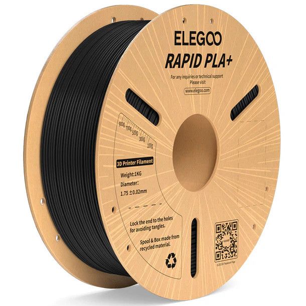 ELEGOO Rapid PLA+ Filament (1kg), Color: Black