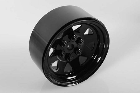 RC 4WD 1.9in 6 Lug Wagon Steel Stamped Beadlock Wheels Black