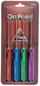 On Point 1.5/2.0/2.5/3.0mm Multi Colour Hex Screwdriver Set 4pc