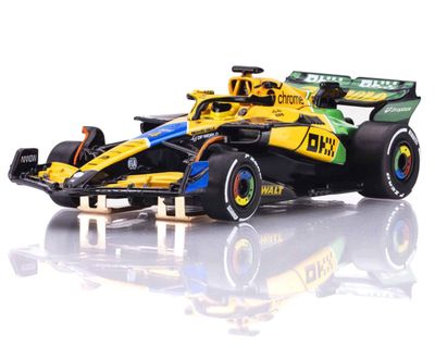 AFX MCLaren MCL38 F1 No 4 Senna Monaco 2024 HO Scale Slot Car Yellow/Green