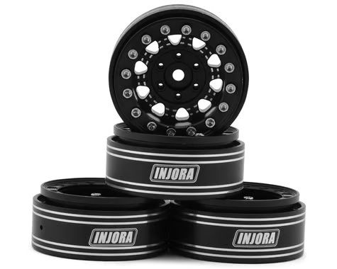 Injora 1.3in D-Slot Aluminum Micro Crawler Beadlock Wheels Black 4pc
