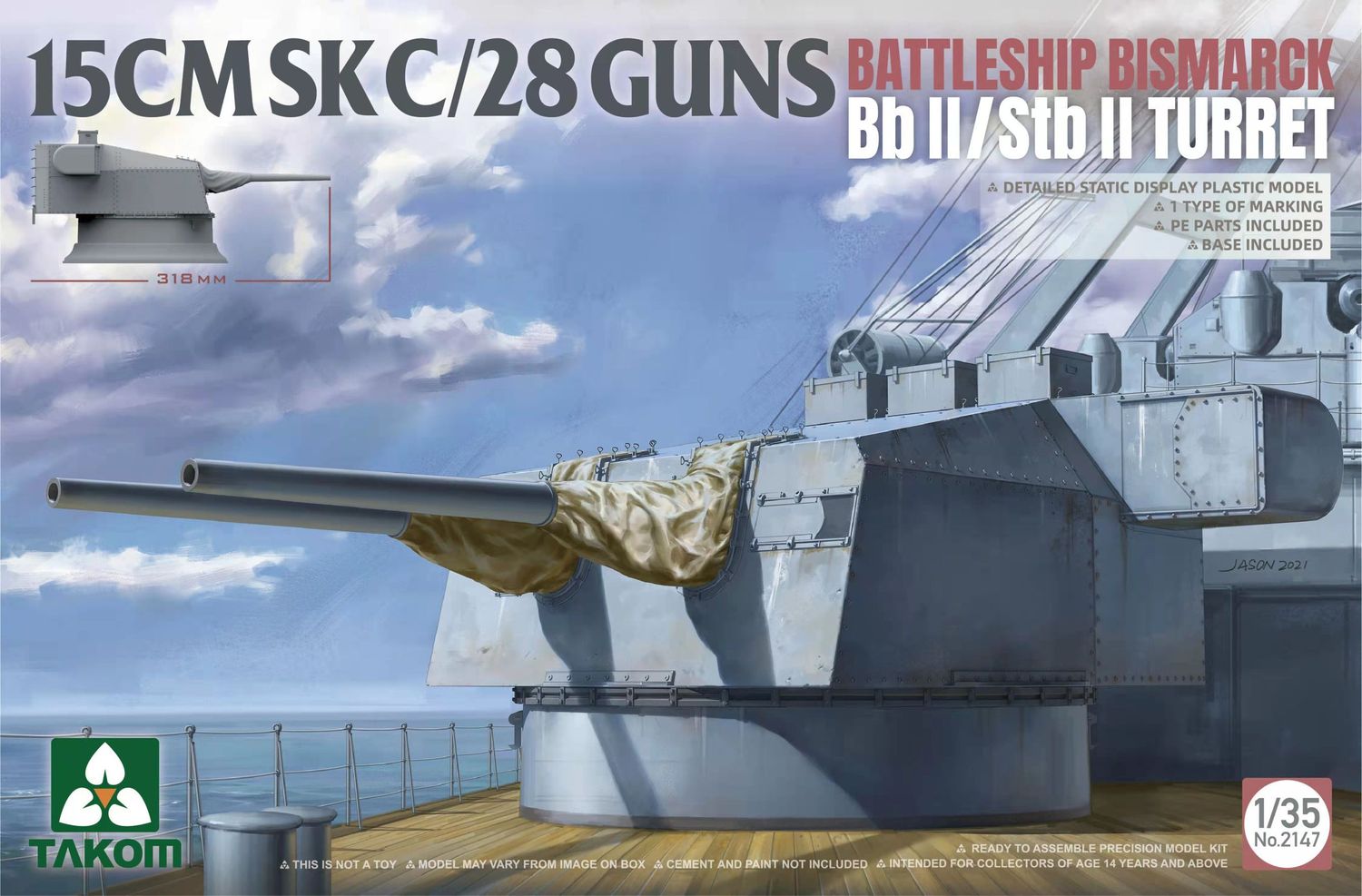 Takom 1/35 15CMSK C/28 Gun Battleship Bismarck BbII/Stb II Turret