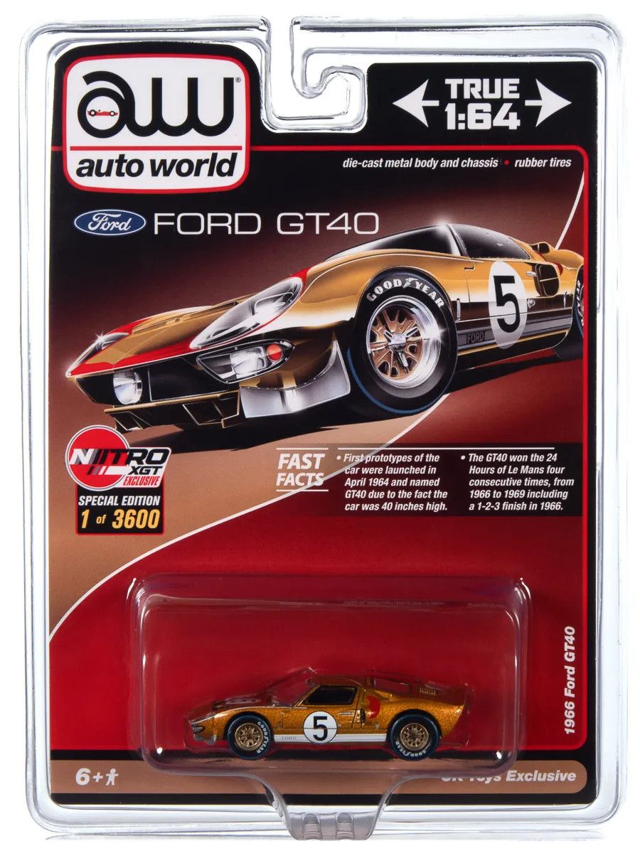 Auto World 1/64 1966 Ford GT40 No 5 Gold