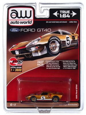 Auto World 1/64 1966 Ford GT40 No 5 Gold