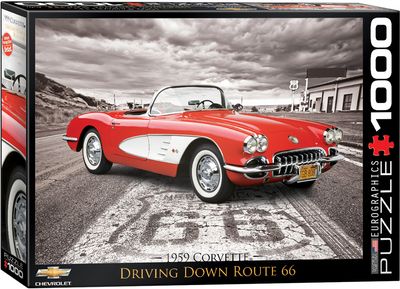 Eurographics 1959 Corvette Driving Down Route 66 1000 piece