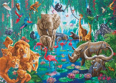Craft Buddy Crystal Art Mounted Kit XL Jungle Gathering