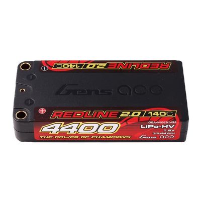 GENS ACE 4400mAh 2S 140C 7.6V HardCase HV Shorty Redline 2.0