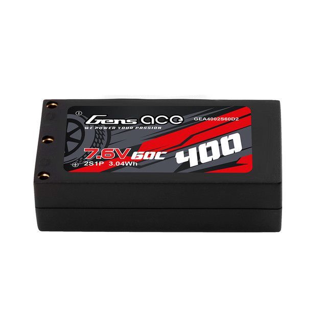 GENS ACE 400mAh 2S 60C 7.6V HV Hardcase Lipo with XT-60 Plug
