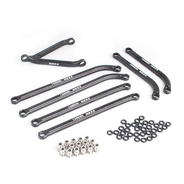 Nexx Racing SCX24 High Clearance Aluminum Chassis Links Set Black