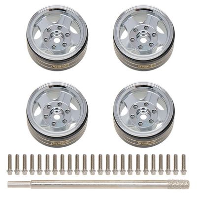 Meus Racing SCX24/TRX-4M 1.0in Beadlock Wheel Aluminum Chrome-Plated Brass Inner Ring Negative Offset -3.25mm