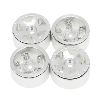 Hobby Details 1.0in CNC Aluminum Starfish Beadlock Wheels Silver 4pc
