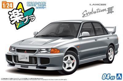 Aoshima 1/24 SNAP CAR #04 CE9A 1995 Mitsubishi Lancer Evolution III Queens Silver