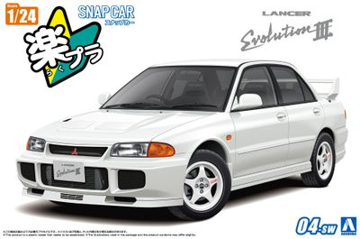 Aoshima 1/24 SNAP CAR #04 CE9A 1995 Mitsubishi Lancer Evolution III Scotia White