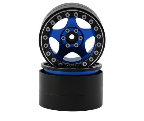 Treal Hobby 1/10 Crawler Type C 2.2in 5-Spoke Aluminum Beadlock Wheels Blue 2pc