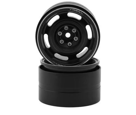 Treal Hobby Type B 2.2in 1/10 Crawler Aluminum Beadlock Wheels Black 2pc