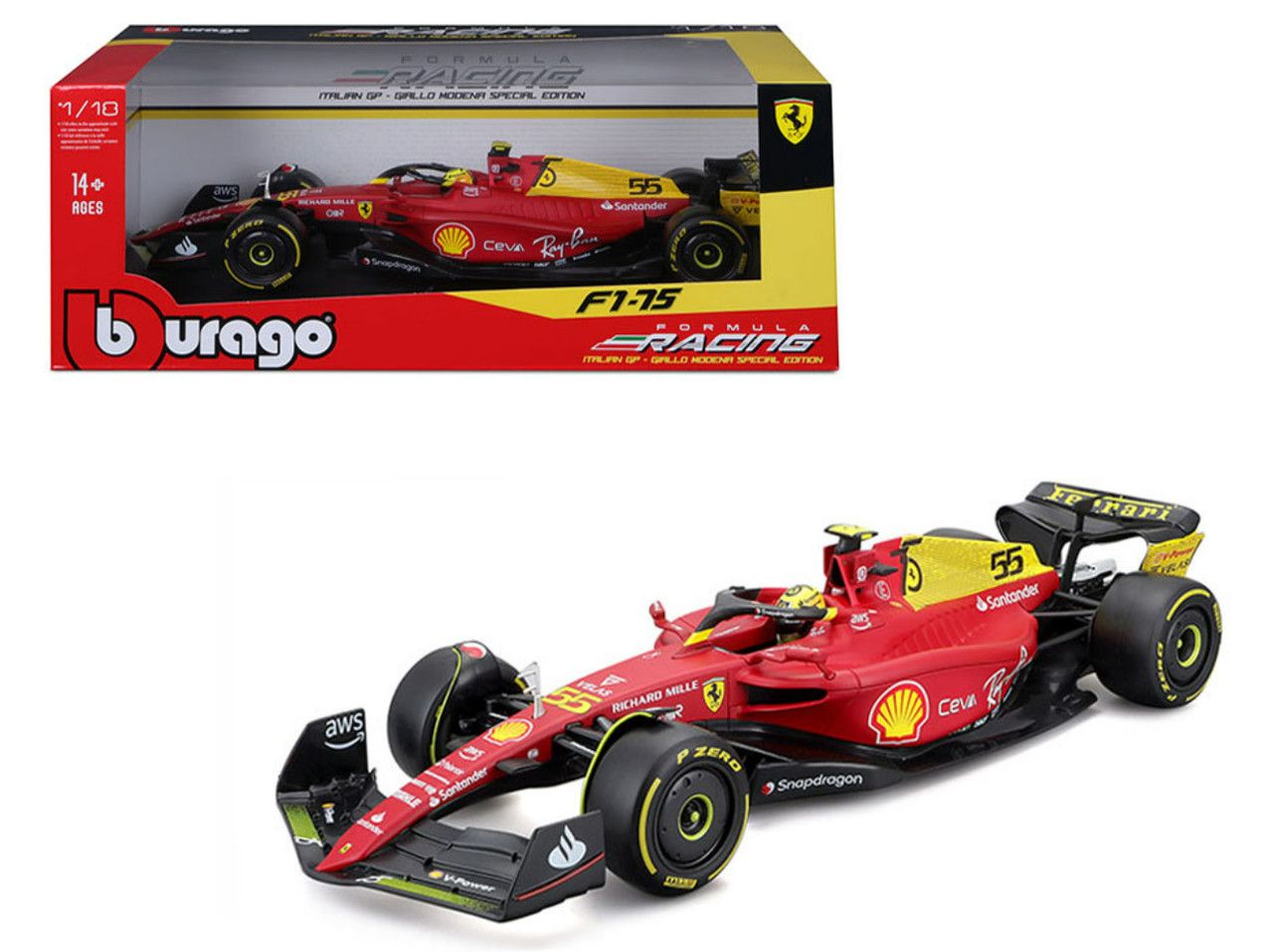 BBurago 1/18 SFR Ferrari 2022 Season Car Sainz Italian GP 22