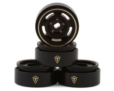 Treal Hobby 0.7in 5-Slot Brass Micro Rock Crawler Beadlock 14g Wheels Black/Gold 4pc