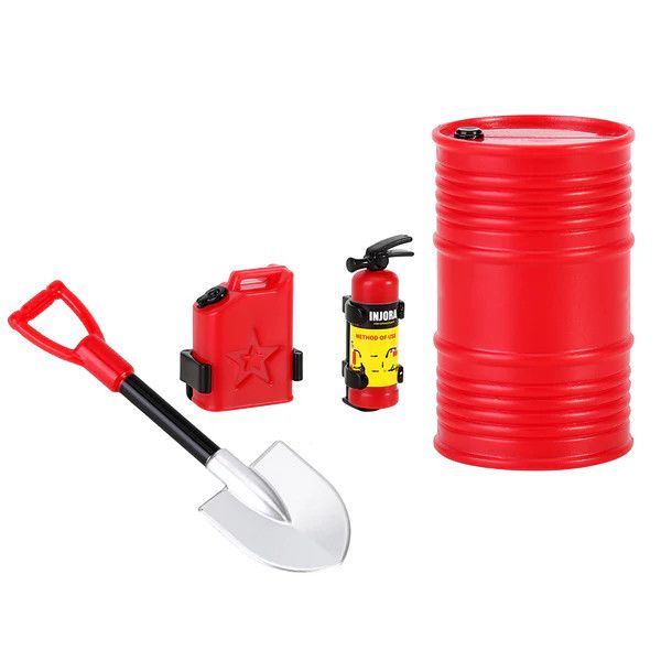 Injora RC 1/24 1/18 RC Crawlers Accessory Mini Fuel Tank Fire Extinguisher Shovel Oil Drum