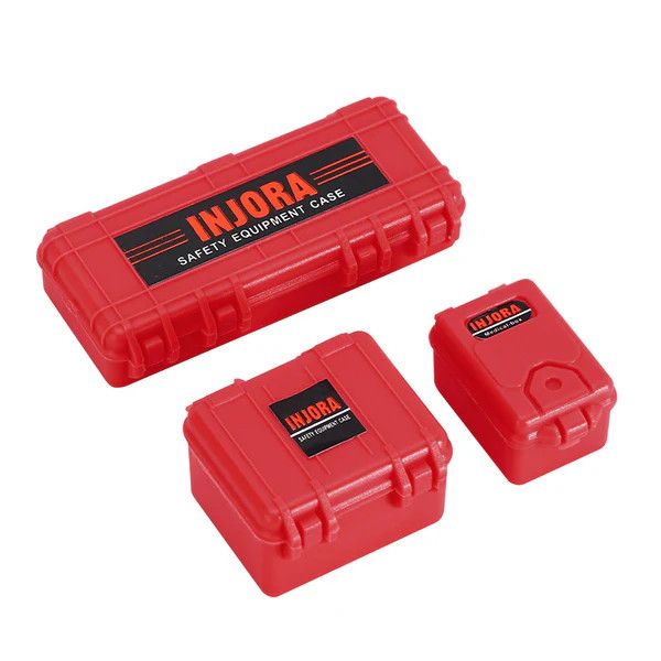 Injora RC 1/18 1/24 RC Crawler Mini Storage Box Equipment Case Red 3pc